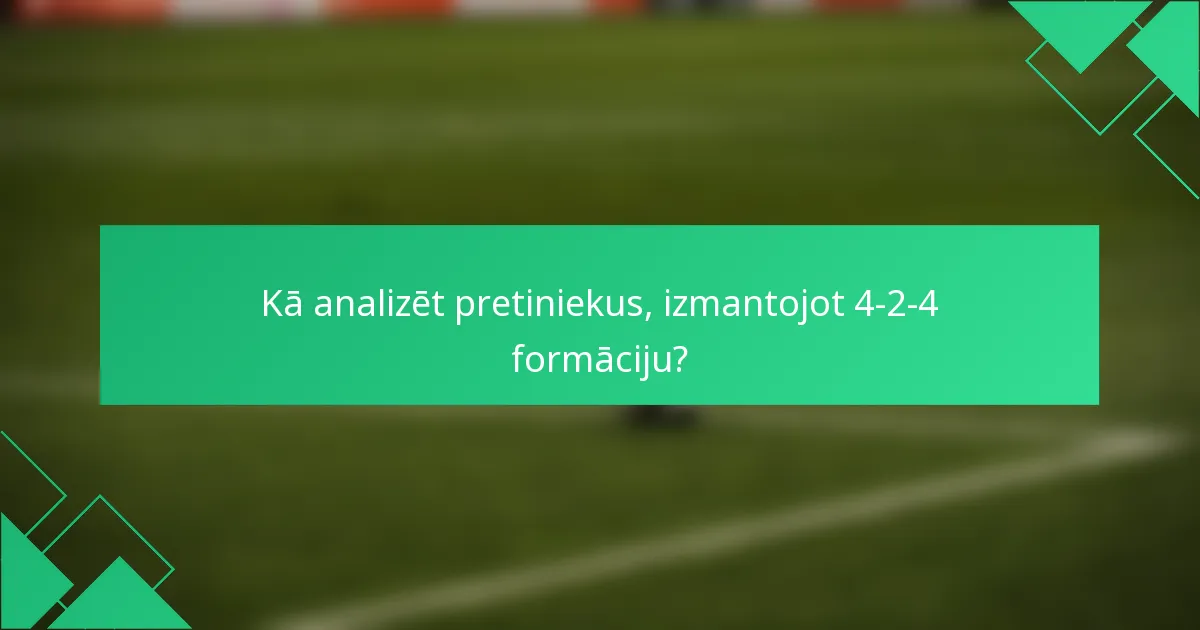 Kā analizēt pretiniekus, izmantojot 4-2-4 formāciju?