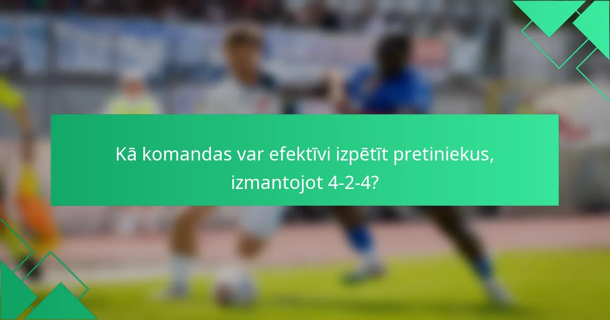 Kā komandas var efektīvi izpētīt pretiniekus, izmantojot 4-2-4?