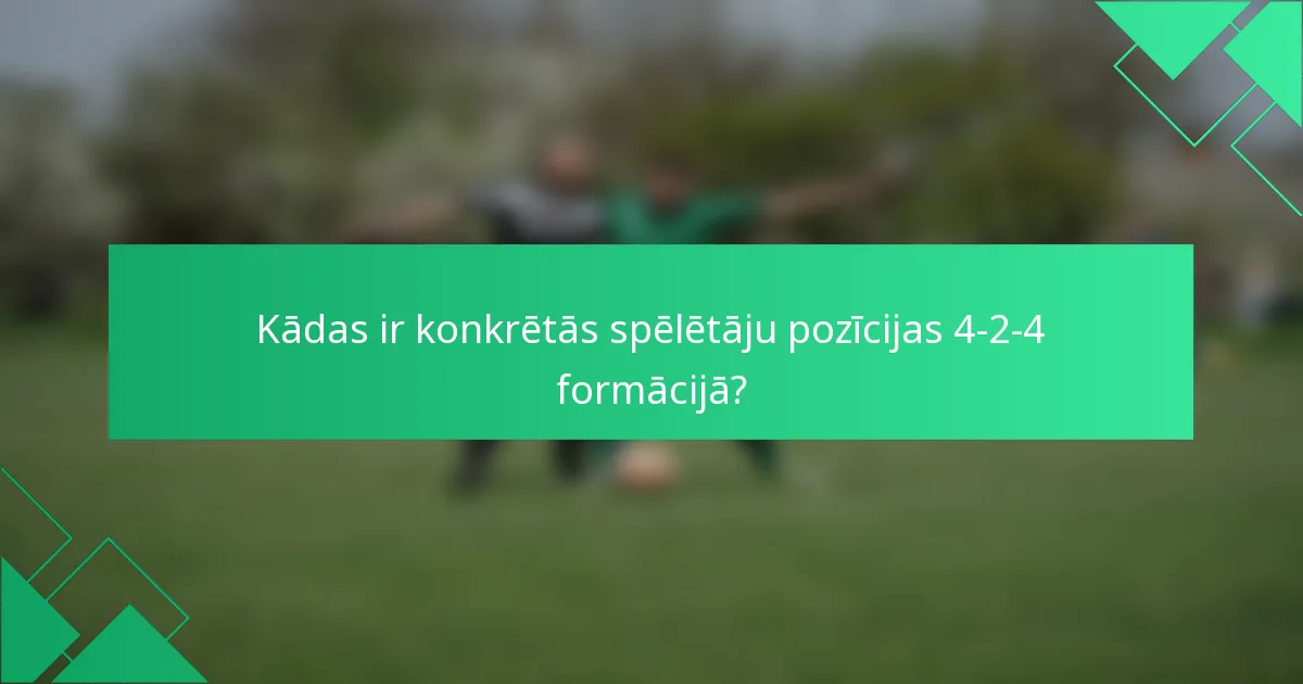 Kādas ir konkrētās spēlētāju pozīcijas 4-2-4 formācijā?