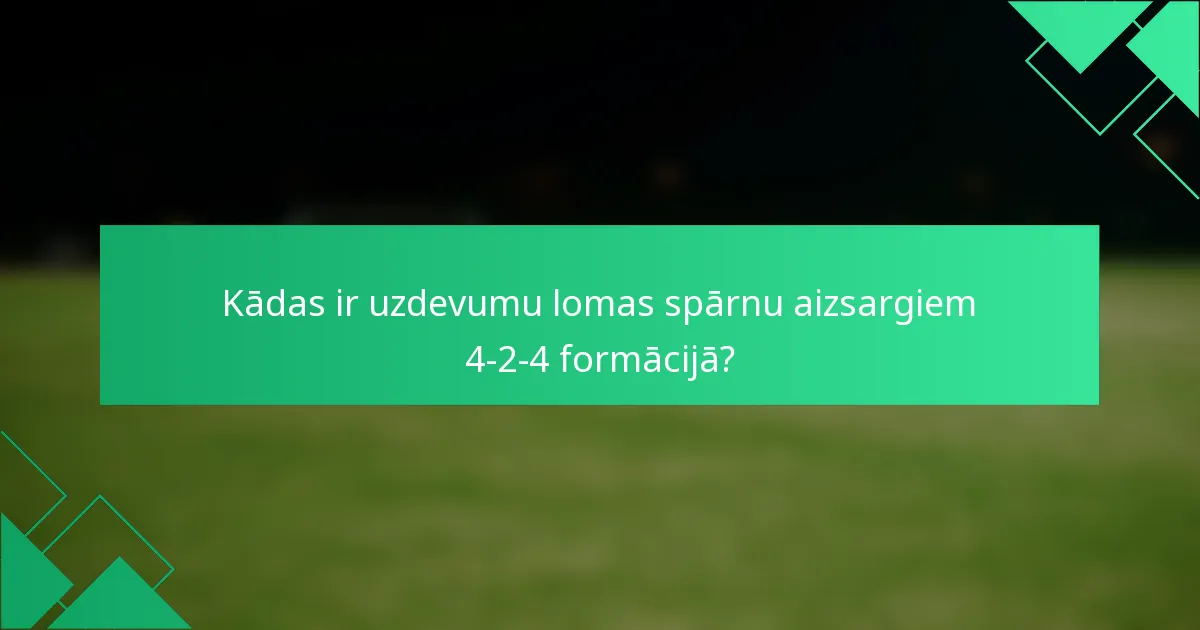 Kādas ir uzdevumu lomas spārnu aizsargiem 4-2-4 formācijā?
