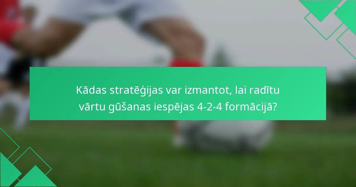 Kādas stratēģijas var izmantot, lai radītu vārtu gūšanas iespējas 4-2-4 formācijā?